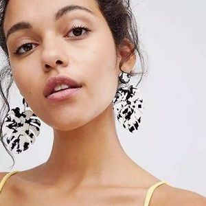 Boho Black + White Fern Statement Earrings
